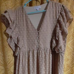 Womens tan dot textured dress